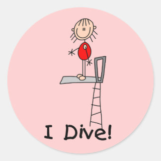 Stick Figure I Dive Tshirts and Gifts Classic Round Sticker
