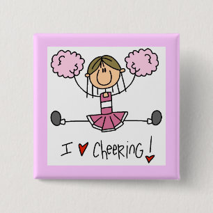 Stick Figure I Love Cheering T-shirts and Gifts 15 Cm Square Badge