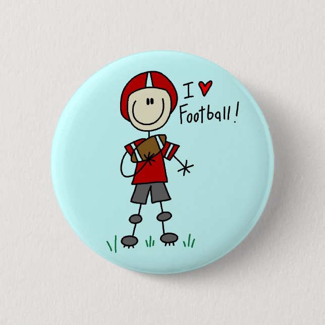 Stick Figure I Love Football T-shirts and Gifts 6 Cm Round Badge (Front)
