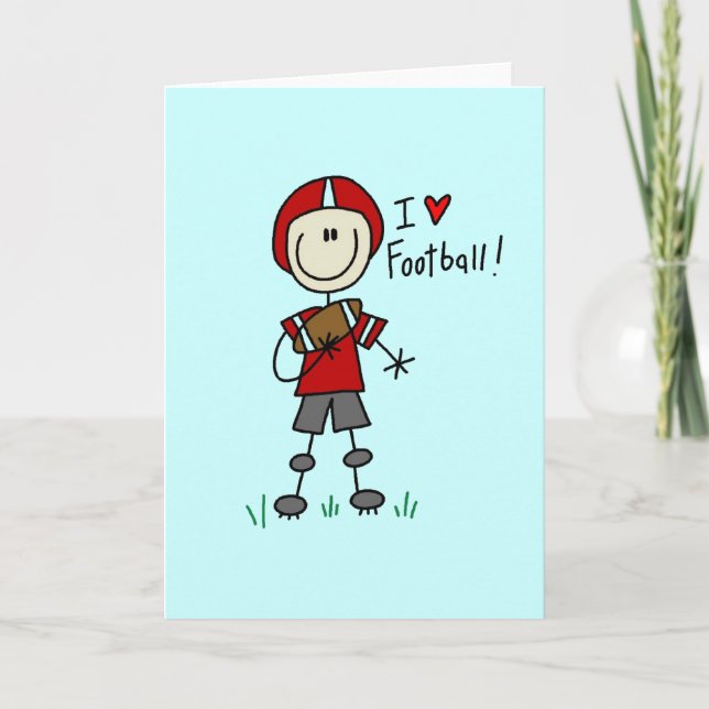 Stick Figure I Love Football T-shirts and Gifts Card (Front)