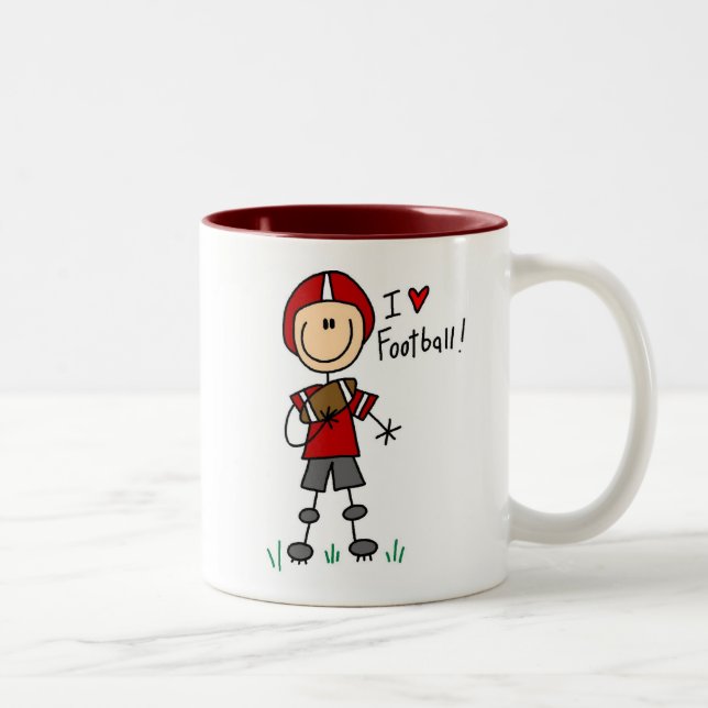 Stick Figure I Love Football T-shirts and Gifts Two-Tone Coffee Mug (Right)