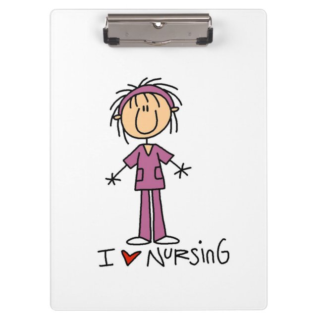 Stick Figure I Love Nursing Clipboard (Front)