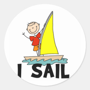 Stick Figure I Sail T-shirts and gifts Classic Round Sticker