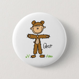 Stick Figure In Bear Suit Button