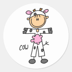 Stick Figure In Cow Suit Sticker