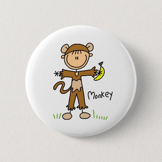Stick Figure In Monkey Suit Button (Front)