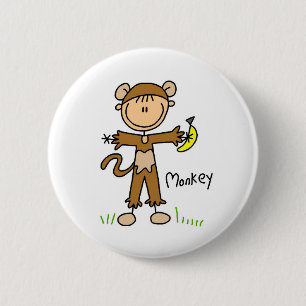 Stick Figure In Monkey Suit Button