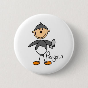 Stick Figure In Penguin Suit Button