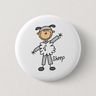 Stick Figure In Sheep Suit Button