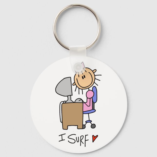 Stick Figure Internet Surfer Key Ring (Front)