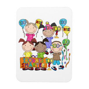 Stick Figure Kids 100 Days Smarter Magnet
