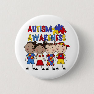Stick Figure Kids Autism Awareness 6 Cm Round Badge