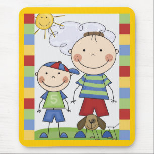 Stick Figure Kids Cards and Gifts Mouse Pad