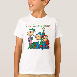Stick Figure Kids It's Christmas T-shirt