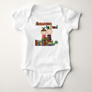 Stick Figure Kids Reading is Fun Baby Bodysuit