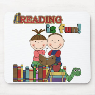 Stick Figure Kids Reading is Fun Mouse Pad