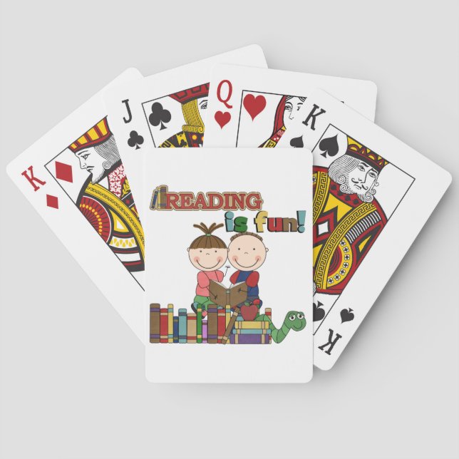 Stick Figure Kids Reading is Fun Playing Cards (Back)