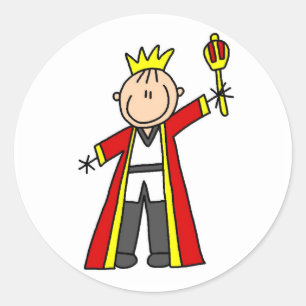 Stick Figure King Classic Round Sticker