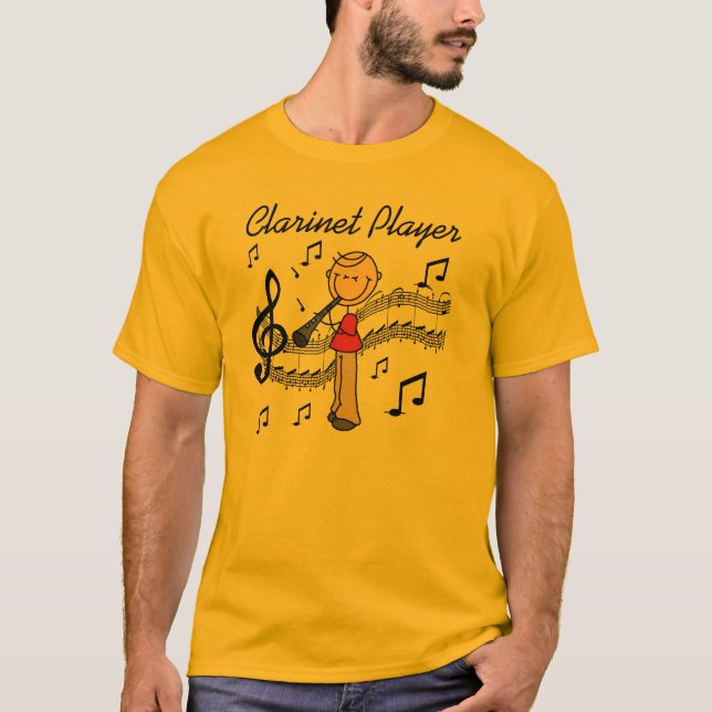 Stick Figure Male Clarinet Player Tshirts and Gift (Front)