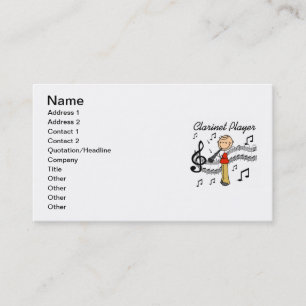 Stick Figure Male Clarinet Player Tshirts and Gift Business Card