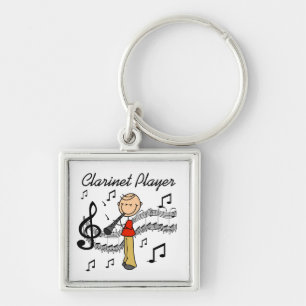 Stick Figure Male Clarinet Player Tshirts and Gift Key Ring