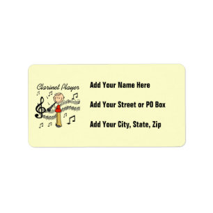 Stick Figure Male Clarinet Player Tshirts and Gift Label