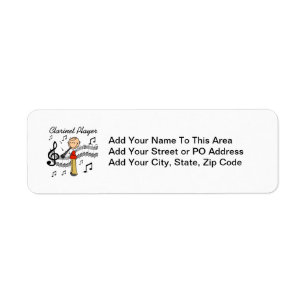Stick Figure Male Clarinet Player Tshirts and Gift Return Address Label