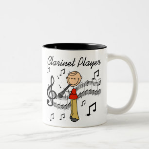 Stick Figure Male Clarinet Player Tshirts and Gift Two-Tone Coffee Mug