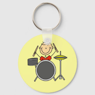 Stick Figure Male Drummer T-shirts and Gifts Key Ring