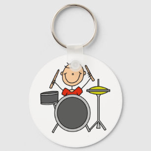 Stick Figure Male Drummer T-shirts and Gifts Key Ring