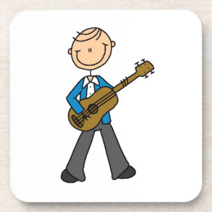 Stick Figure Male Guitar Player T-shirts and Gifts Coaster