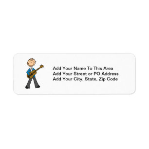Stick Figure Male Guitar Player T-shirts and Gifts Return Address Label