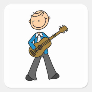 Stick Figure Male Guitar Player T-shirts and Gifts Square Sticker