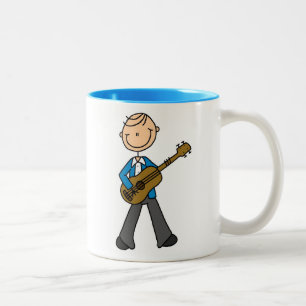 Stick Figure Male Guitar Player T-shirts and Gifts Two-Tone Coffee Mug