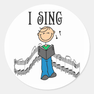 Stick Figure Male I Sing T-shirts and Gifts Classic Round Sticker