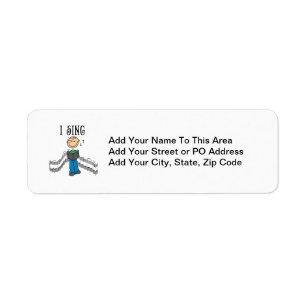 Stick Figure Male I Sing T-shirts and Gifts Return Address Label