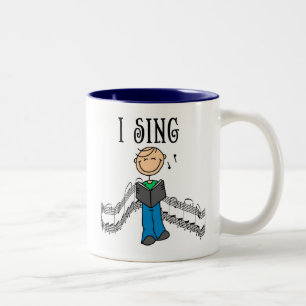 Stick Figure Male I Sing T-shirts and Gifts Two-Tone Coffee Mug