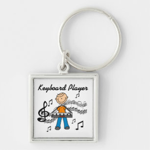 Stick Figure Male Keyboard Player Gifts Key Ring