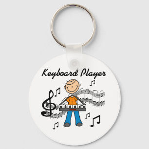 Stick Figure Male Keyboard Player Gifts Key Ring