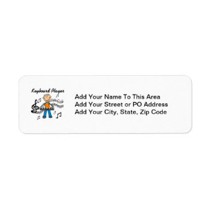 Stick Figure Male Keyboard Player Gifts Return Address Label