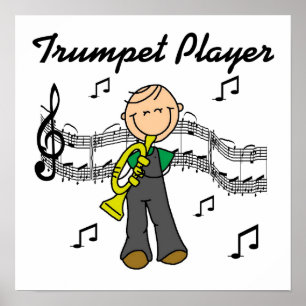 Stick Figure Male Trumpet Player T-shirts and GIft Poster