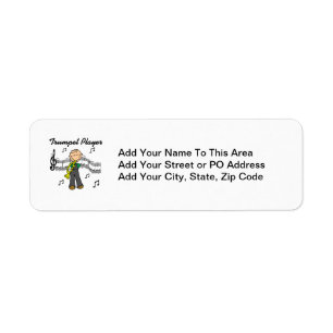 Stick Figure Male Trumpet Player T-shirts and GIft Return Address Label