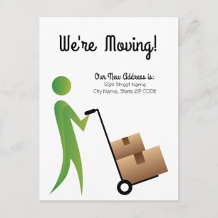 Stick Figure Man Change of Address Announcement Postcard
