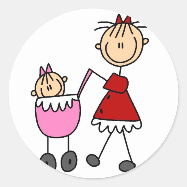 Stick Figure Mum And Baby Sticker (Front)