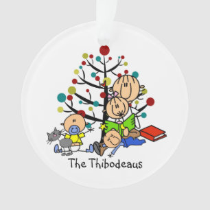 Stick Figure Mum, Kids, Cat Acrylic Ornament