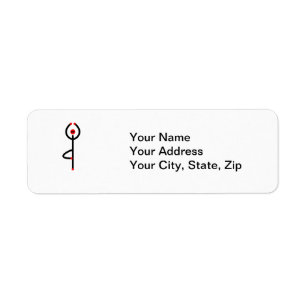 Stick figure of tree yoga pose. return address label