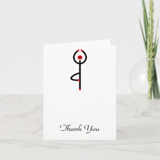 Stick figure of tree yoga pose. thank you card