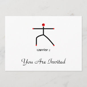 Stick figure of warrior 2 yoga pose & Sanskrit Invitation