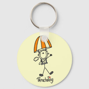 Stick Figure Parachuting T-shirts and Gifts Key Ring