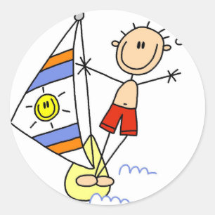 Stick Figure Parasailing Tshirts and Gifts Classic Round Sticker